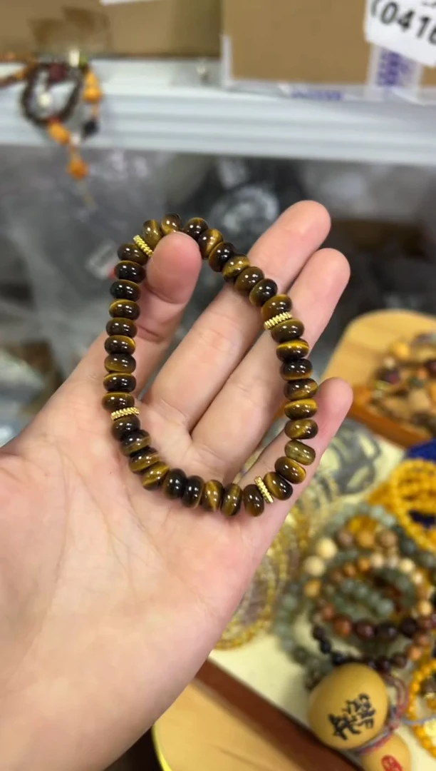【闪购商品】木变石（虎睛石）手链未镶嵌黄虎眼蝶珠算盘珠手链[1085]