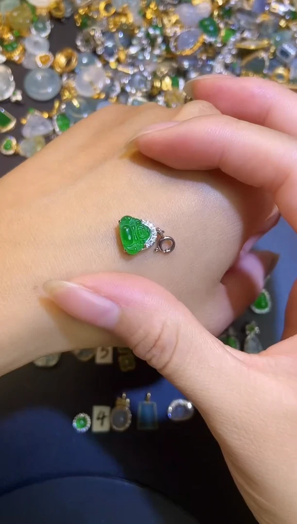 翡翠银S925镶嵌吊坠(不含链)天然A货翡翠