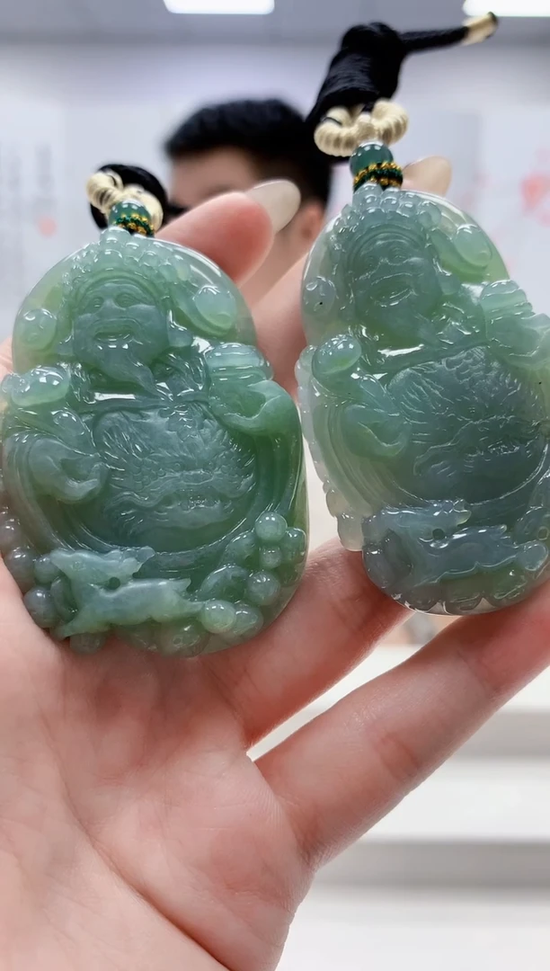 未镶嵌定制翡翠5028jw-毛货挂件一对48