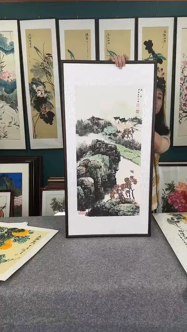 国画山水实木装裱45*90