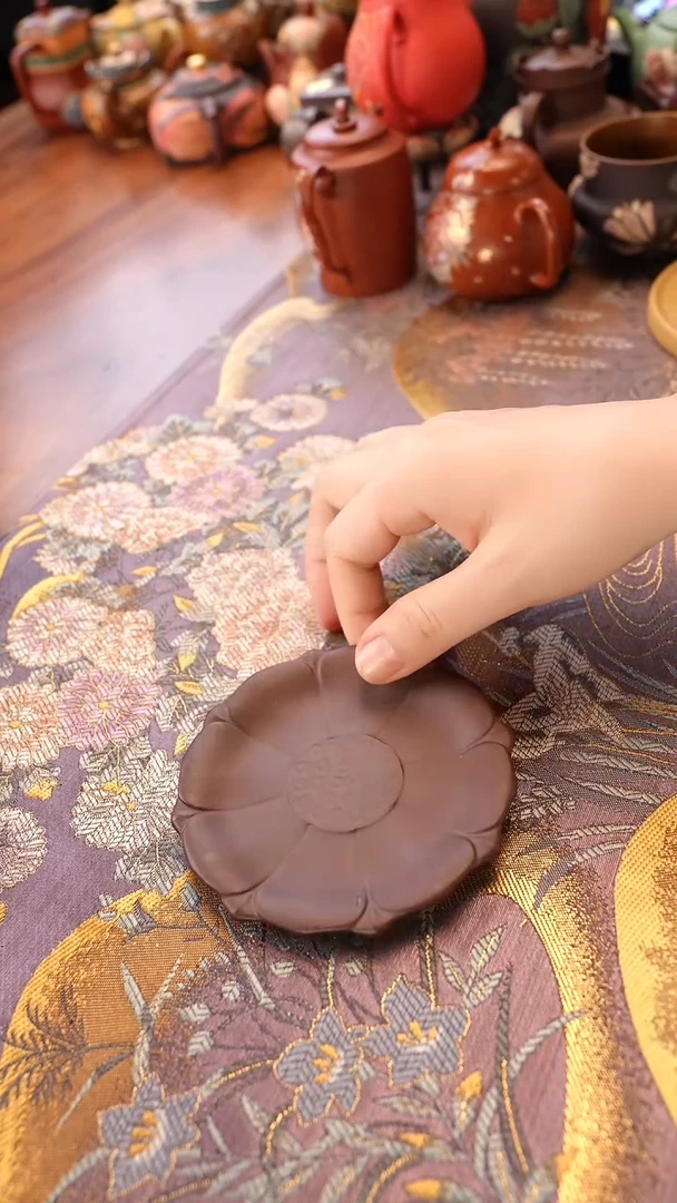 茶壶紫砂古红泥莲花盘子