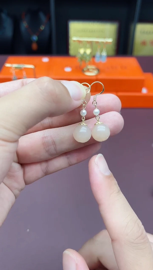 玛瑙/玉髓耳饰银S925镶嵌218000