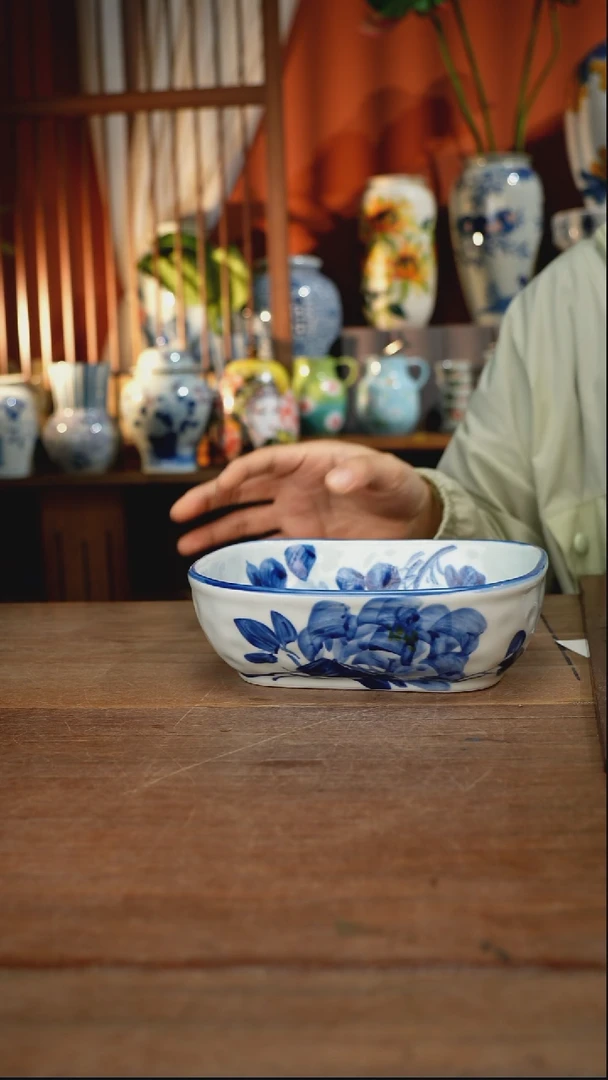 瓷片【简家甄选】景德镇设计师釉下手绘陶瓷餐具