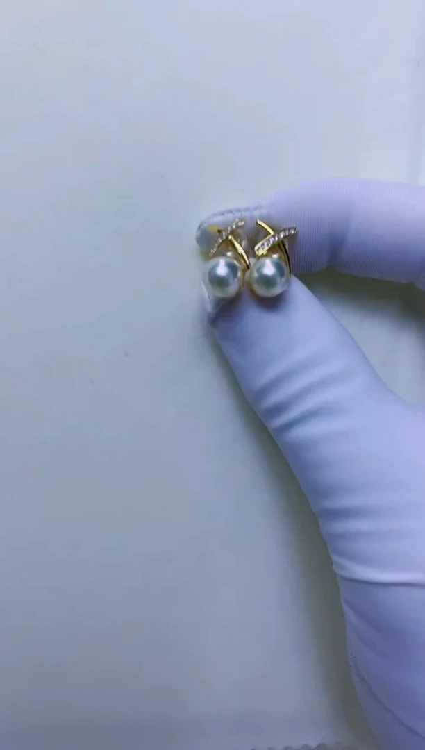 银S925镶嵌海水珍珠饰品设计款耳钉