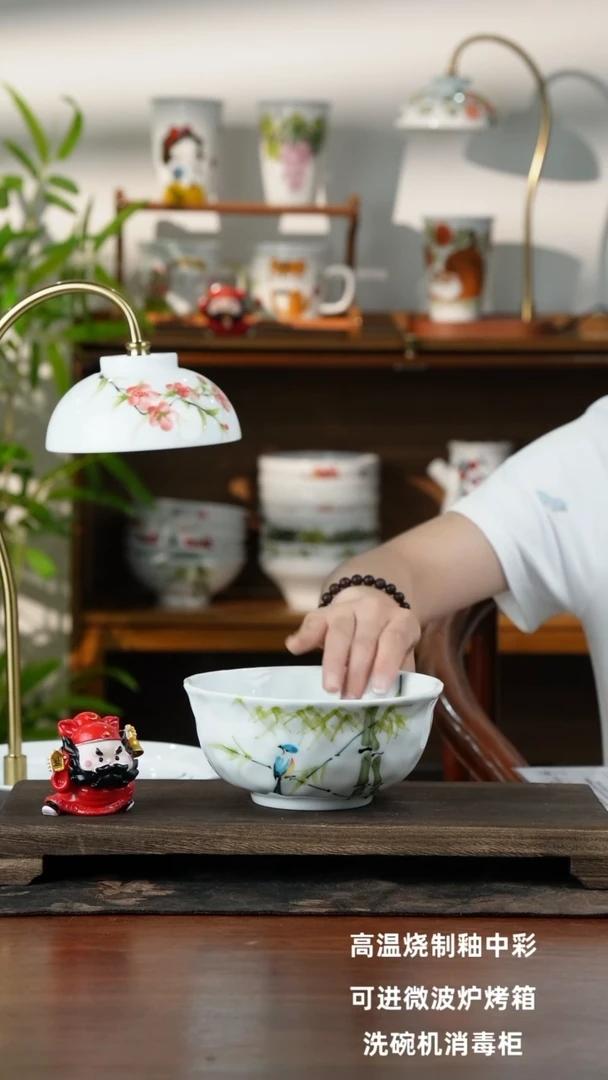 景德镇手绘釉中彩（食品级）捏捏碗