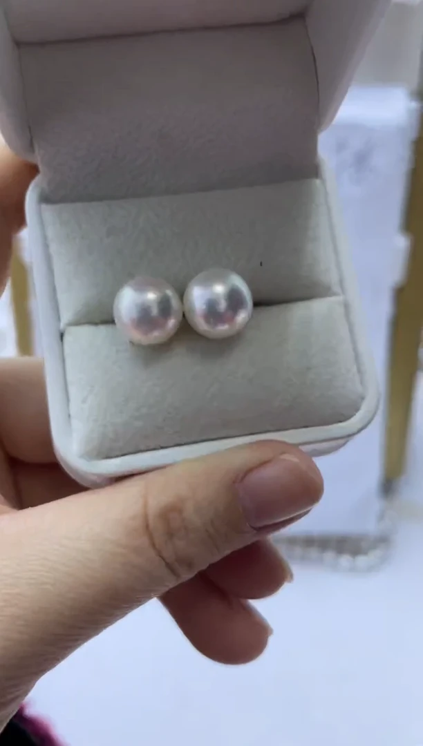 银S925镶嵌耳饰淡水珍珠无核10
