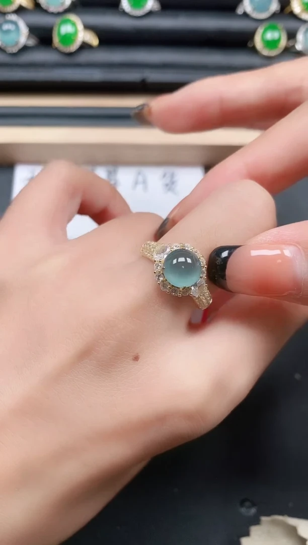 翡翠戒指银S925镶嵌111111