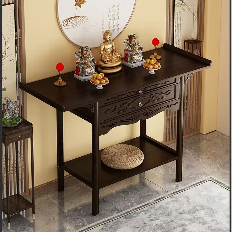 新中式古韵供桌家用供台柜子贡桌香案条案玄关柜摆件桌多功能带门