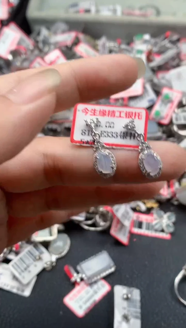 银S925镶嵌戒指翡翠天然A货缅甸翡翠
