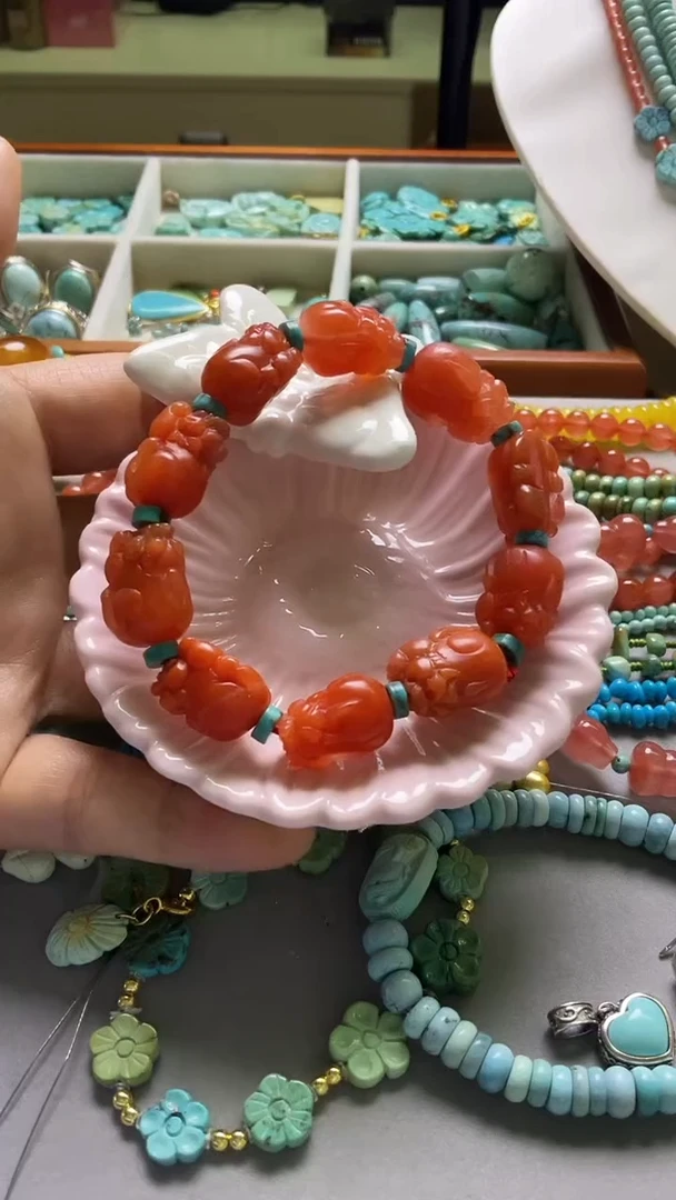 未镶嵌南红玛瑙珠宝奇石貔貅手串