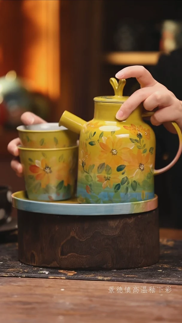 陶瓷景德镇高温釉下手绘陶瓷@L159@