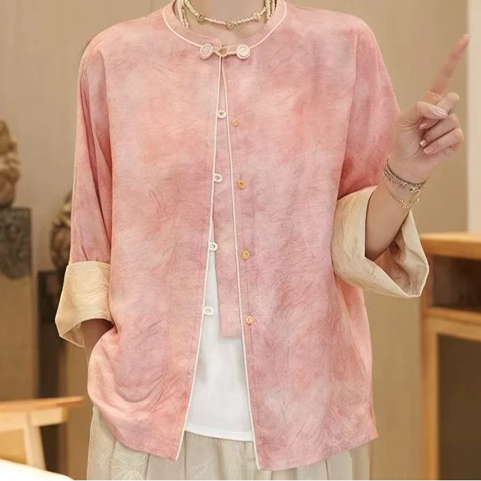 2025新中式提花双面春夏款国风百搭盘扣外套-2025A0161-乖乖