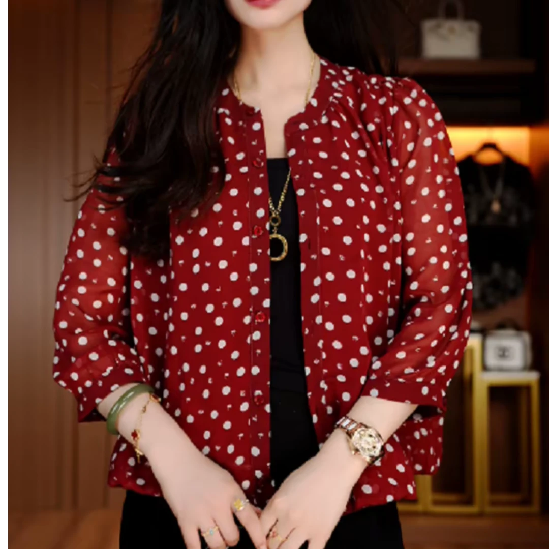 X春夏衬衫开衫女时尚显瘦优雅洋气气质休闲印花百搭开衫2150-9