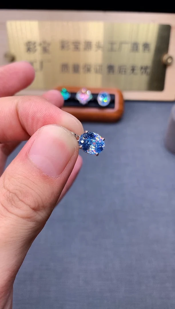 银S925镶嵌颈饰海蓝宝石2222