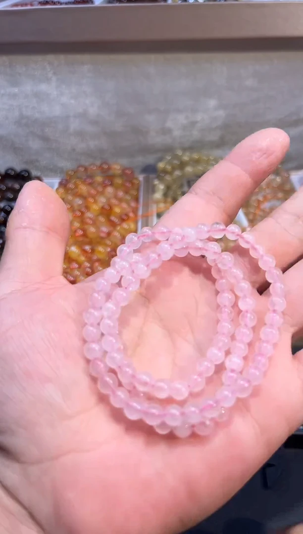 未镶嵌手串水晶SJ-750粉水晶多圈