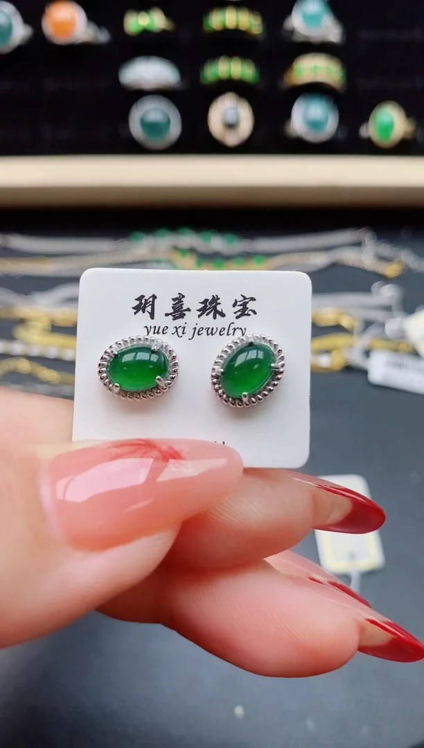 【闪购商品】翡翠耳饰银S925镶嵌508050
