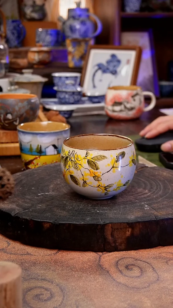 杯子桂花手工手绘手工手绘