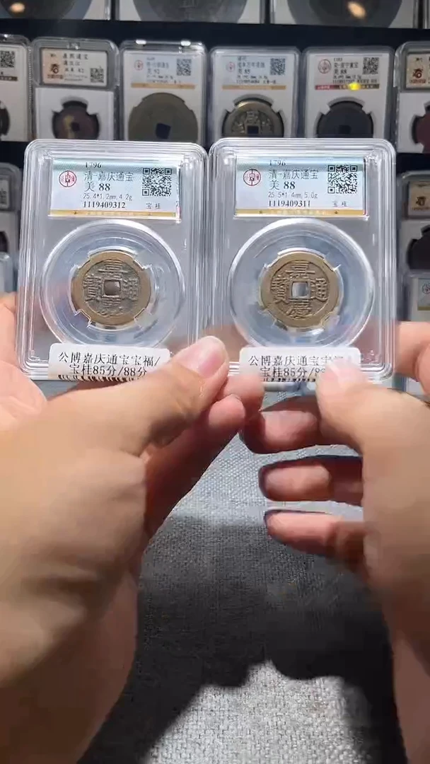 铜A572龙公博嘉庆通宝宝桂88分