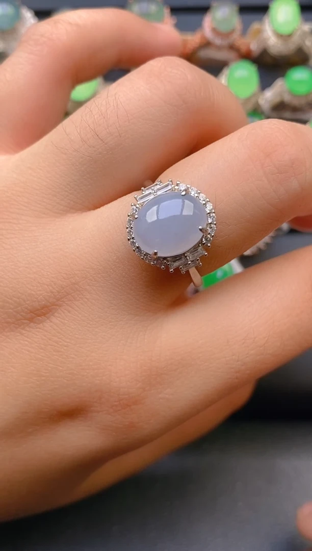 【闪购商品】翡翠戒指银S925镶嵌天然A货翡翠1