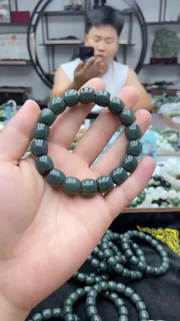手串未镶嵌和田玉纯天然新疆且末蓝12直切