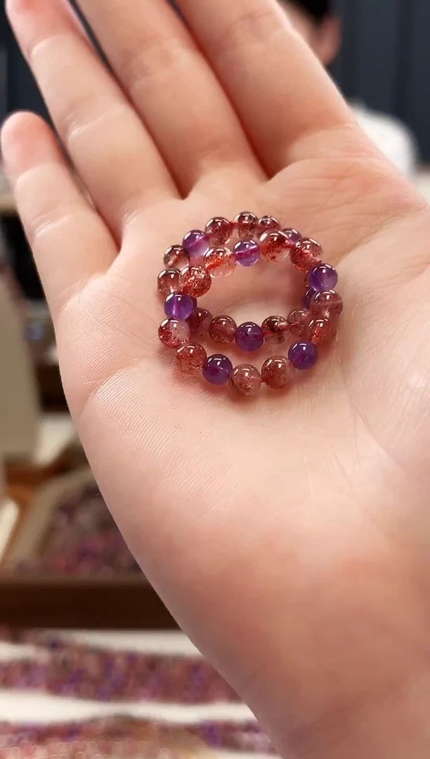 未镶嵌手串水晶金草莓超七戒圈4mm【多样性发一】