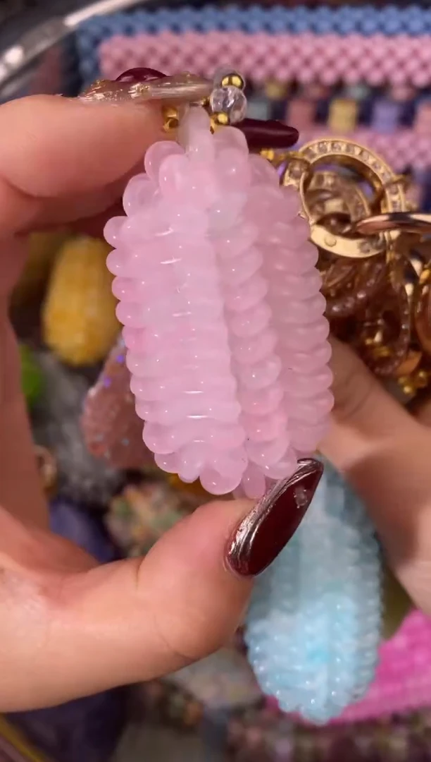 玻璃1468卡6算盘珠玉料150颗少女粉色