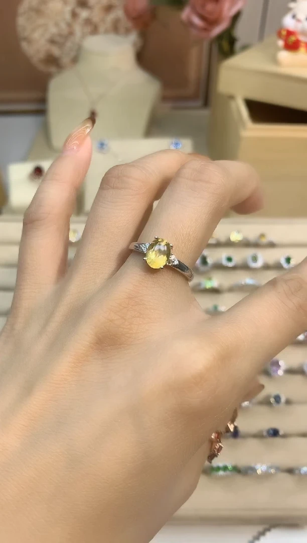 银S925镶嵌戒指黄晶黄水晶