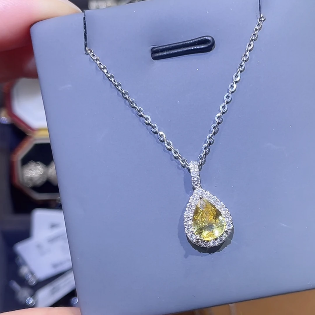 【富恩珠宝】 18K  黄蓝宝水滴项链