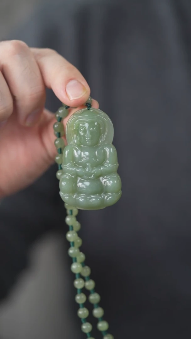 颈饰未镶嵌和田玉（碧玉）观音