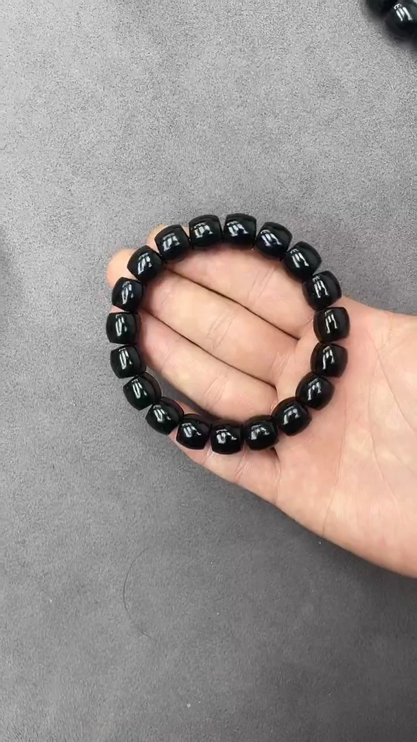 手串未镶嵌和田玉纯天然新疆塔县黑青12直切货头