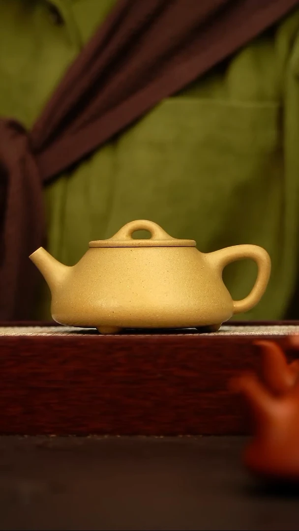 茶壶紫砂平盖石瓢 180cc 原矿梨皮绿泥