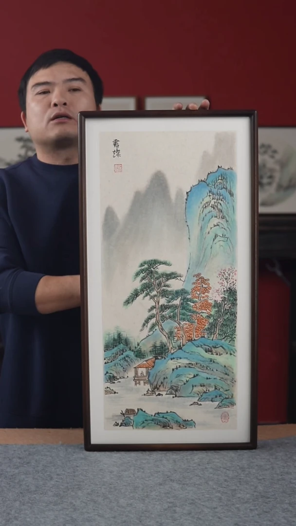 国画纯手写纯手绘-带框尺寸36*69