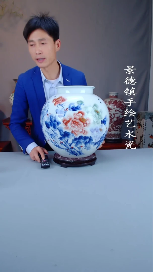 瓶陶景德镇手工手绘陶瓷摆件36