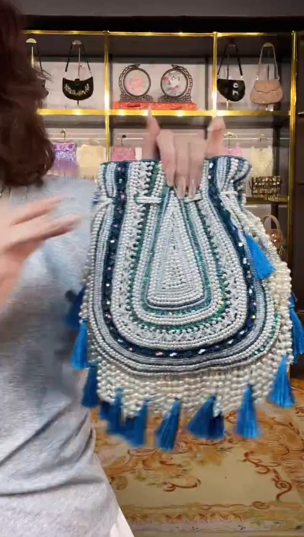 织物珠韵恒泽重工串珠手提包