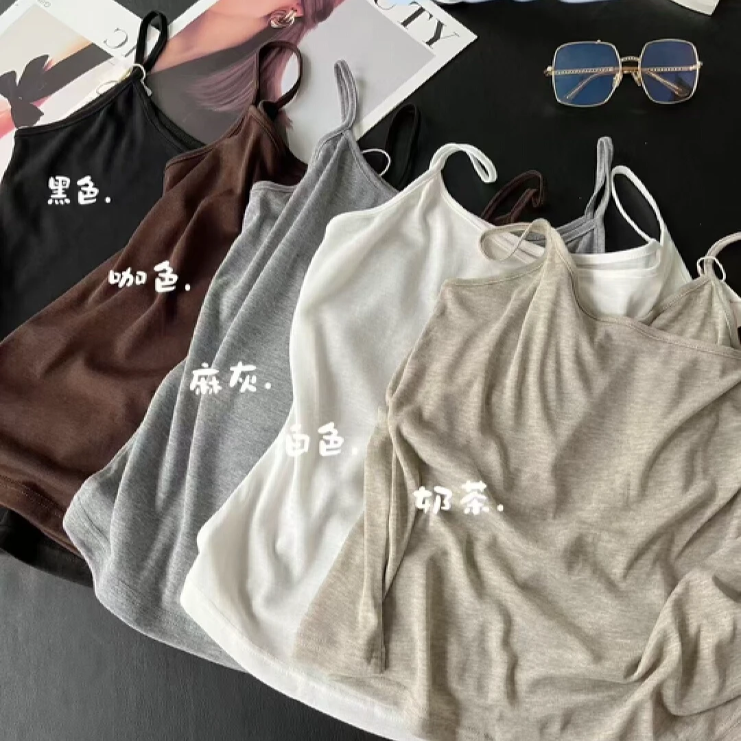 亚麻细带吊带背心25176