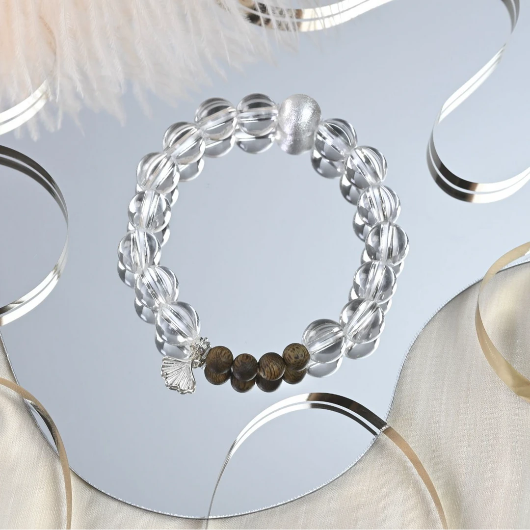 【清风明月】沉香手串6mm白水晶手串-女朋友礼物-AD007【多样性发一】