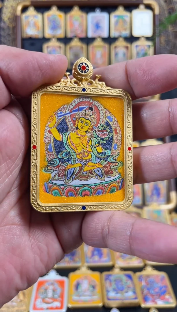 吊坠手绘唐卡《文殊》