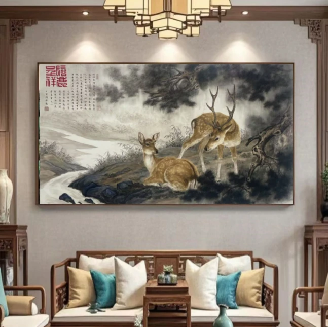 宫廷画派《福禄呈祥》