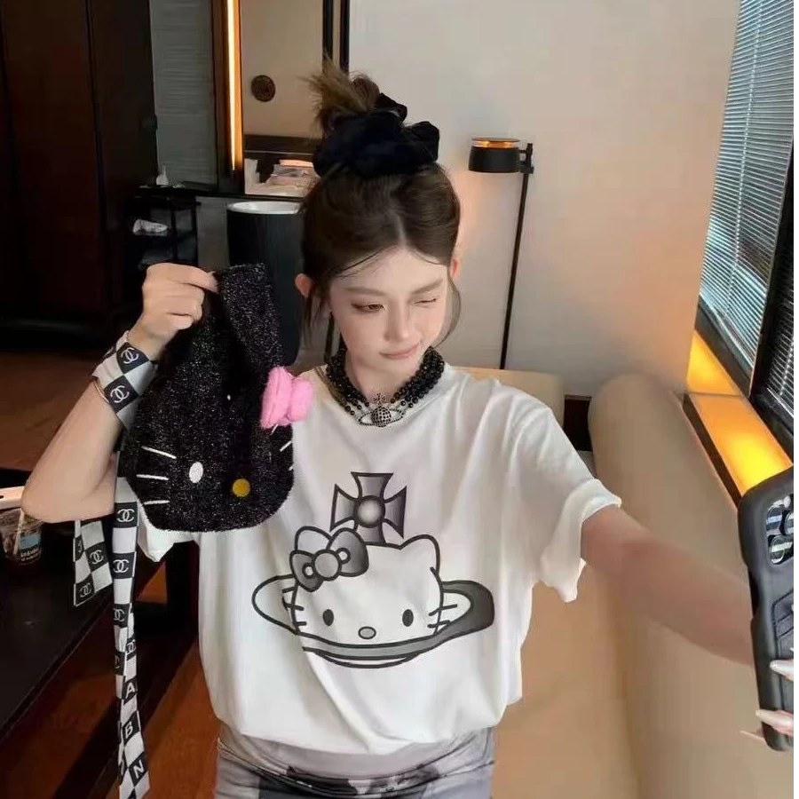 美式凯蒂星球恶搞hello kitty短袖t恤女夏季新款亚比风半袖上衣潮