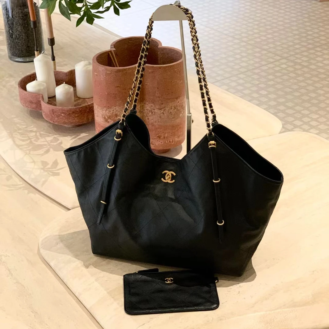 99新 Chanel/香奈儿 壹臻/黑金蝙蝠tote maxi包 10460338