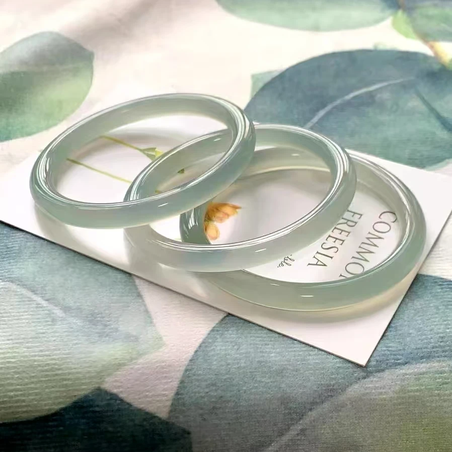 圆条卡8冰油青玛瑙玉手镯女款晴水真品天然玉镯送礼物多样性发一