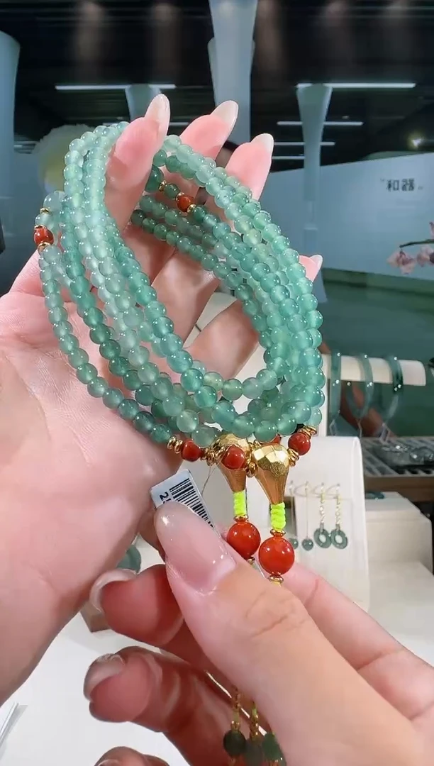 翡翠银S925镶嵌项链长串多样性发一