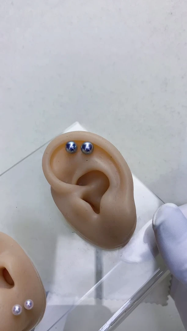 【闪购商品】海水珍珠饰品18K金镶嵌6-7真多麻色素钉