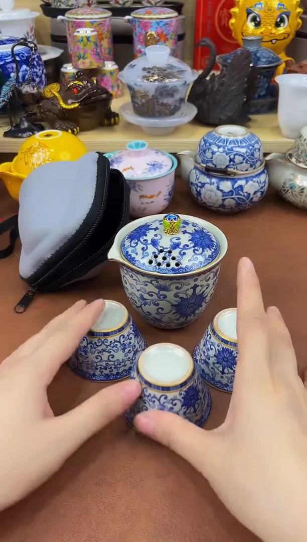 陶瓷茶具摆件旅行套组