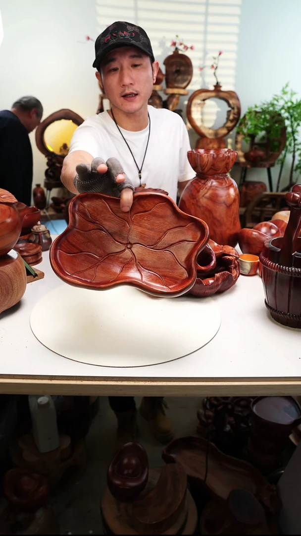 木香樟木摆件/荷叶盆