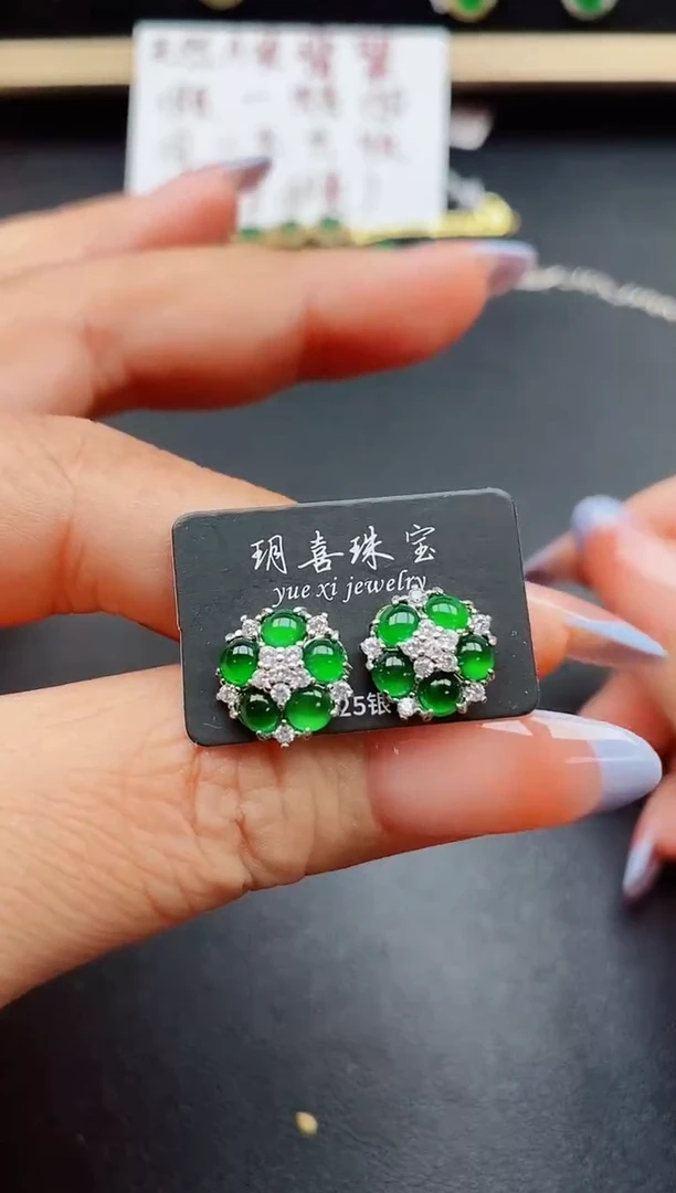 翡翠戒指银S925镶嵌23321