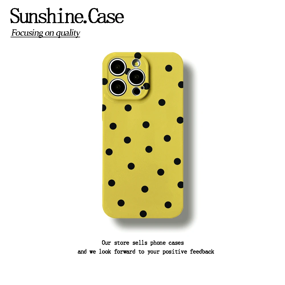 黄底黑点软壳适用苹果oppo华为vivo小米可爱手机壳全包防摔