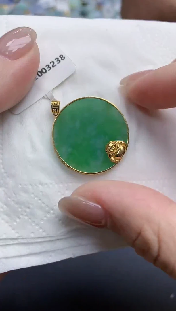 【闪购商品】翡翠颈饰18K金镶嵌天然缅甸翡翠A货