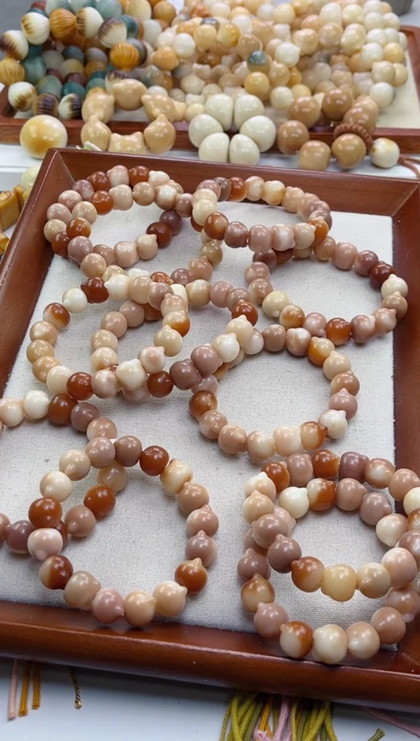 菩提根/象牙果手串a58玉化猫猫头14瑕疵不补随机