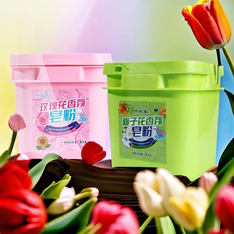 （一桶顶三桶）杰米象桶装皂粉10斤栀子花香去污/持久留香桶家用